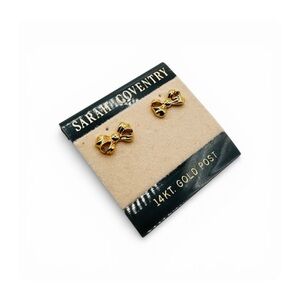 ★ NWT Vintage Sarah Coventry 14KT. Gold Post Bow Earrings - Color Gold ★